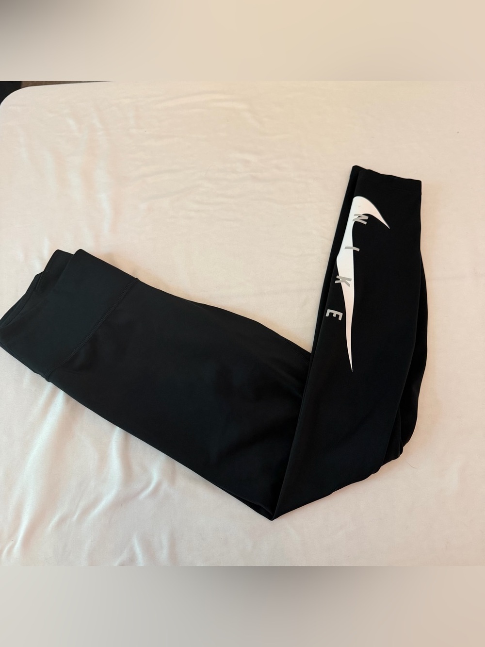 Nike Dri-FIT‎ One High Rise White Swoosh Athletic Leggings Gym Women’s Small